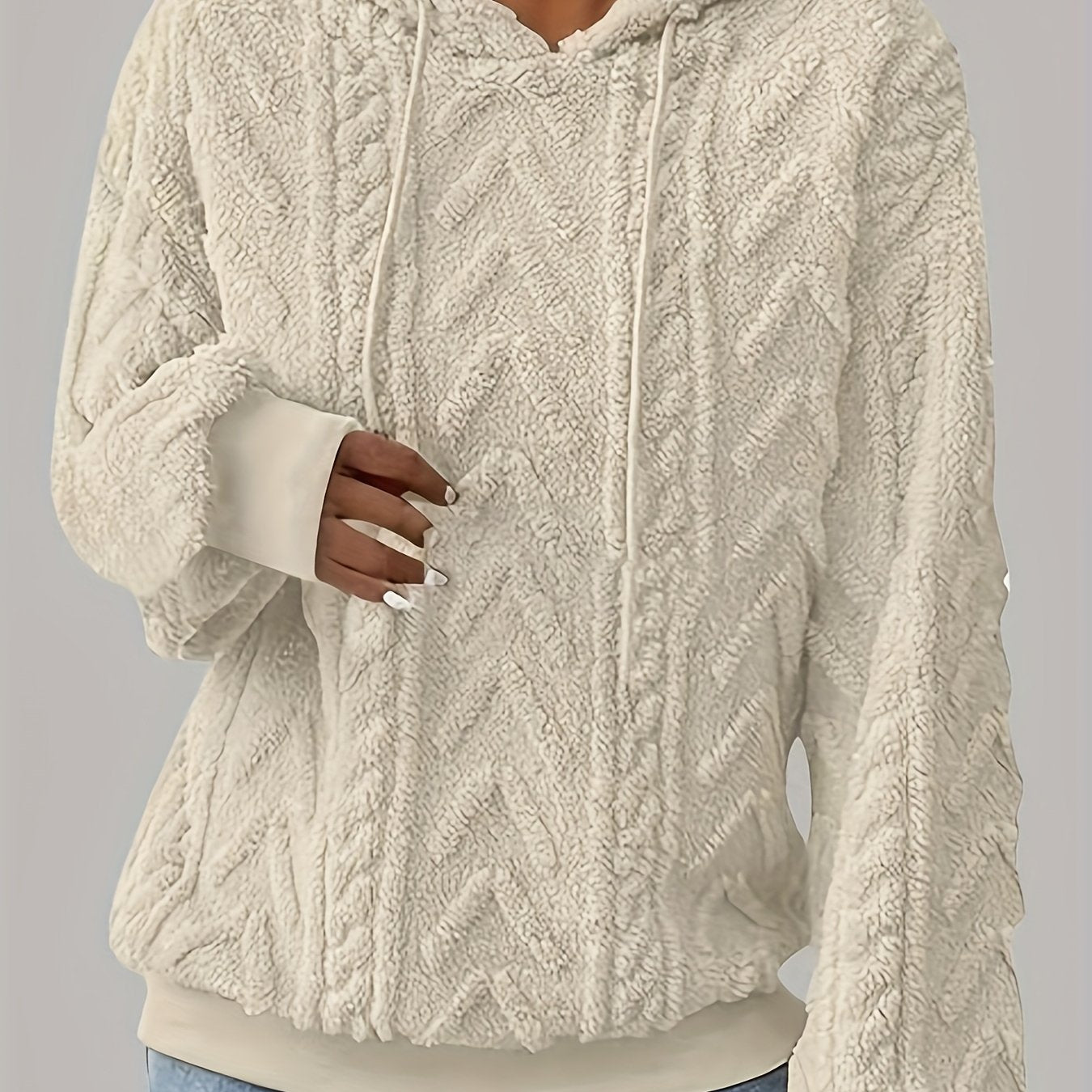 2025 Autumn And Winter Women'S New Fleece-Lined Comfortable Casual Solid Color Hoodie