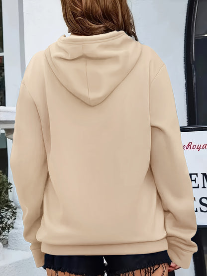 Fashion Hooded Sweatshirt For Women | Regular Fit, Heart Pattern, Drawstring Detail, Ideal For Fall/Winter