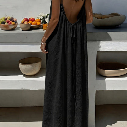 New camisole backless loose vacation style long home skirt dress for women