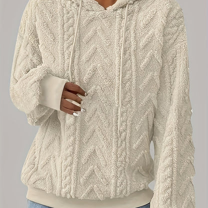 2025 Autumn And Winter Women'S New Fleece-Lined Comfortable Casual Solid Color Hoodie