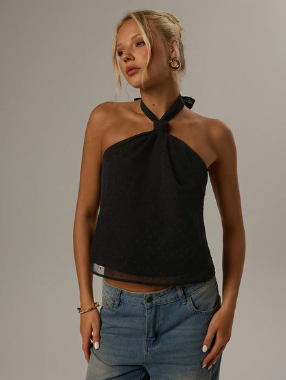 Targeted - Women'S Spring/Summer Solid Color Sexy Minimalist Casual Daily Wear Sleeveless Slim Fit Halter Top Vest