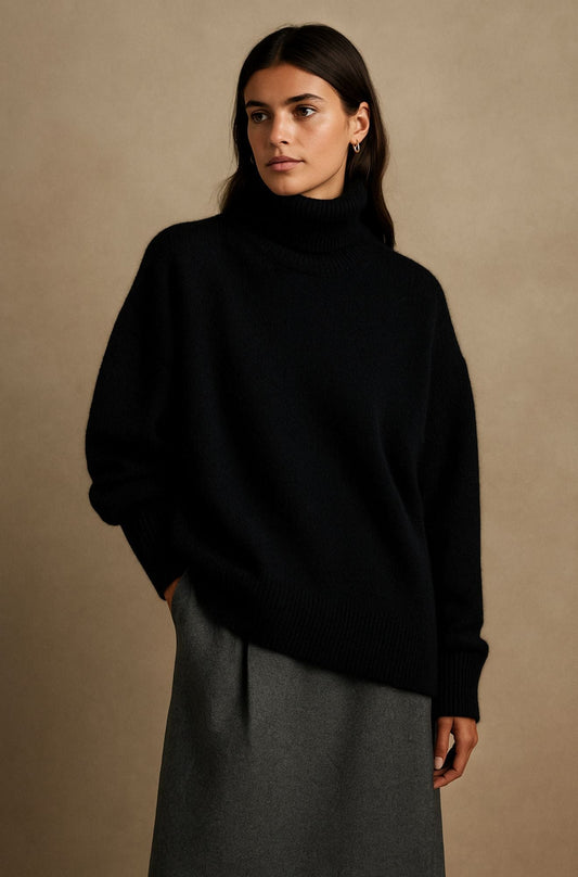 Comfortable Chunky Knit Turtleneck Sweater for Women with High Neck Long Sleeve Relaxed Oversized Style