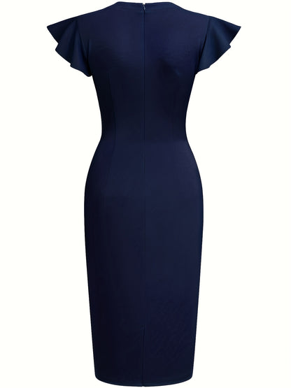 Women'S Slim-Fit Dress, Round Neck Sleeveless Design, Three-Dimensional Center Line Tailoring to Lengthen The Body Proportion, Hip-Wrap Skirt Is Easy And Neat, Suitable for Business Commuting And Formal Occasions