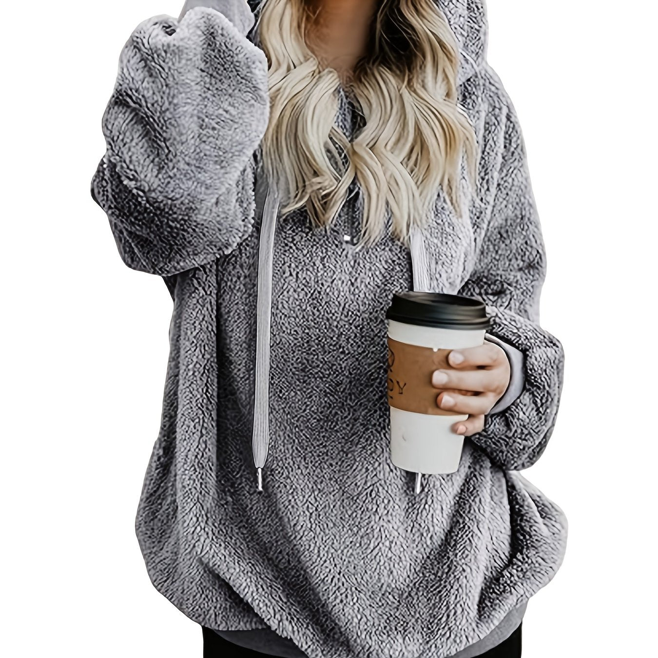 Women'S Fleece Pullover Hoodie with Pockets Fuzzy Sweater Vika Direct