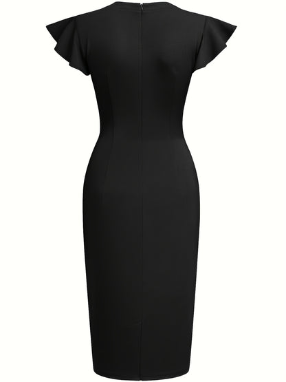 Women'S Slim-Fit Dress, Round Neck Sleeveless Design, Three-Dimensional Center Line Tailoring to Lengthen The Body Proportion, Hip-Wrap Skirt Is Easy And Neat, Suitable for Business Commuting And Formal Occasions