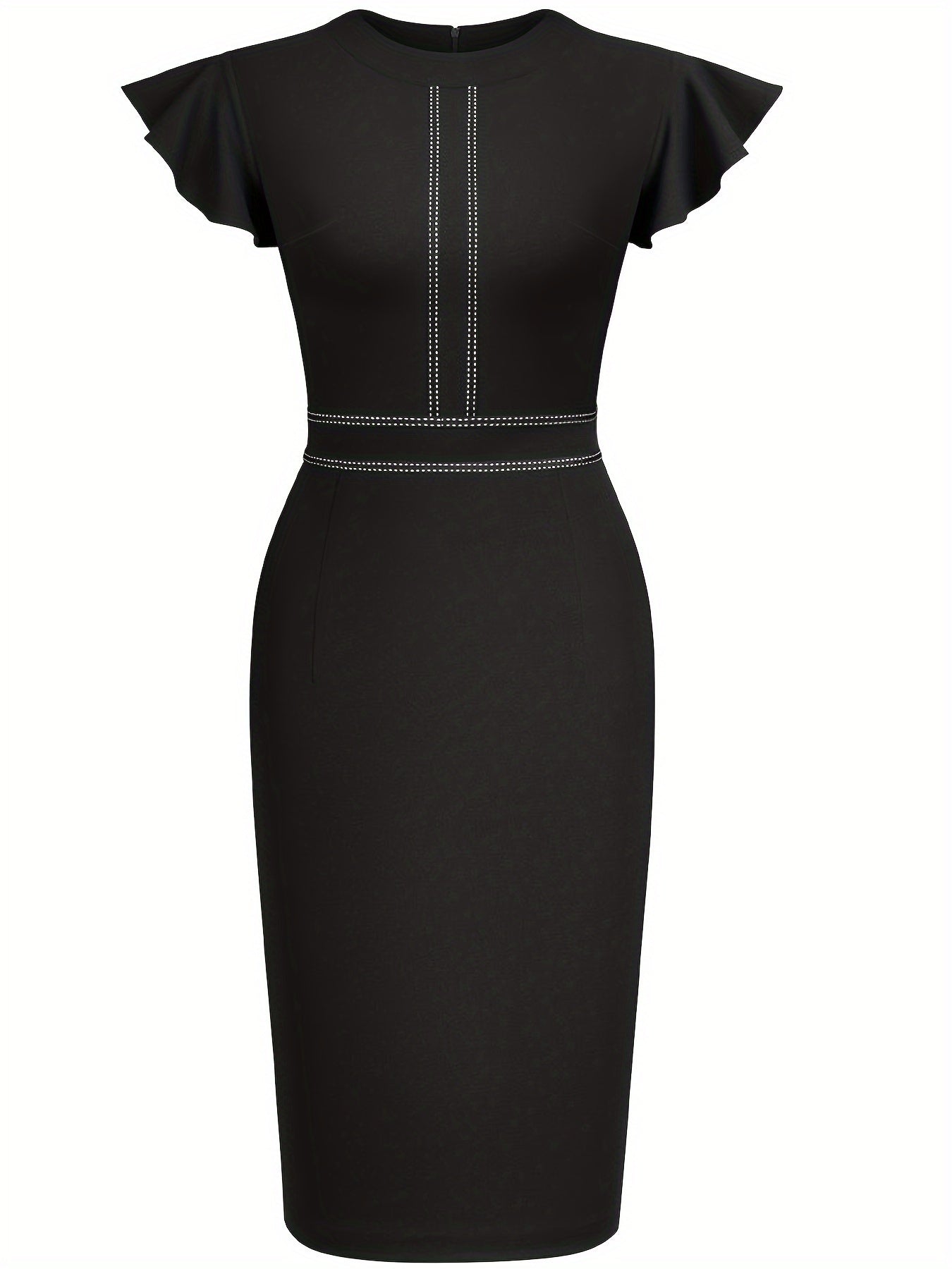 Women'S Slim-Fit Dress, Round Neck Sleeveless Design, Three-Dimensional Center Line Tailoring to Lengthen The Body Proportion, Hip-Wrap Skirt Is Easy And Neat, Suitable for Business Commuting And Formal Occasions
