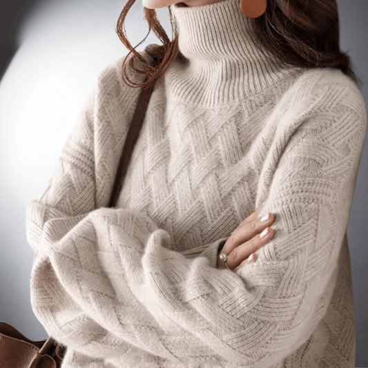 Comfortable Cable Knit Sweater for Women with Turtleneck Long Sleeve Relaxed Oversized Style
