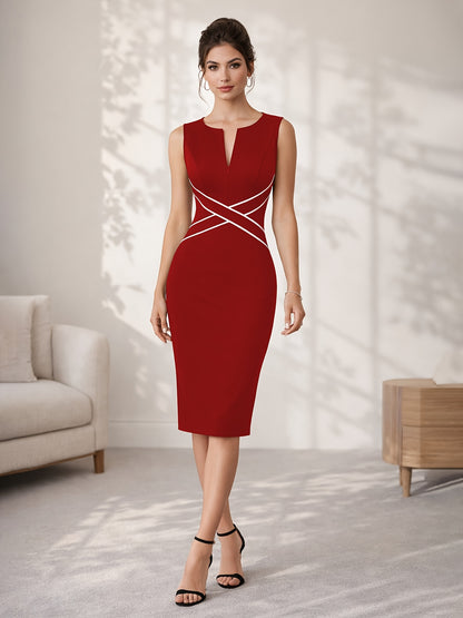 Women'S Sleeveless Slim Dress, V-Neck Design, High Waist And Waist Tailoring, Hip-Wrap Skirt Is Capable And Elegant, Suitable for Professional Work, Business Occasions And Commuting Wear