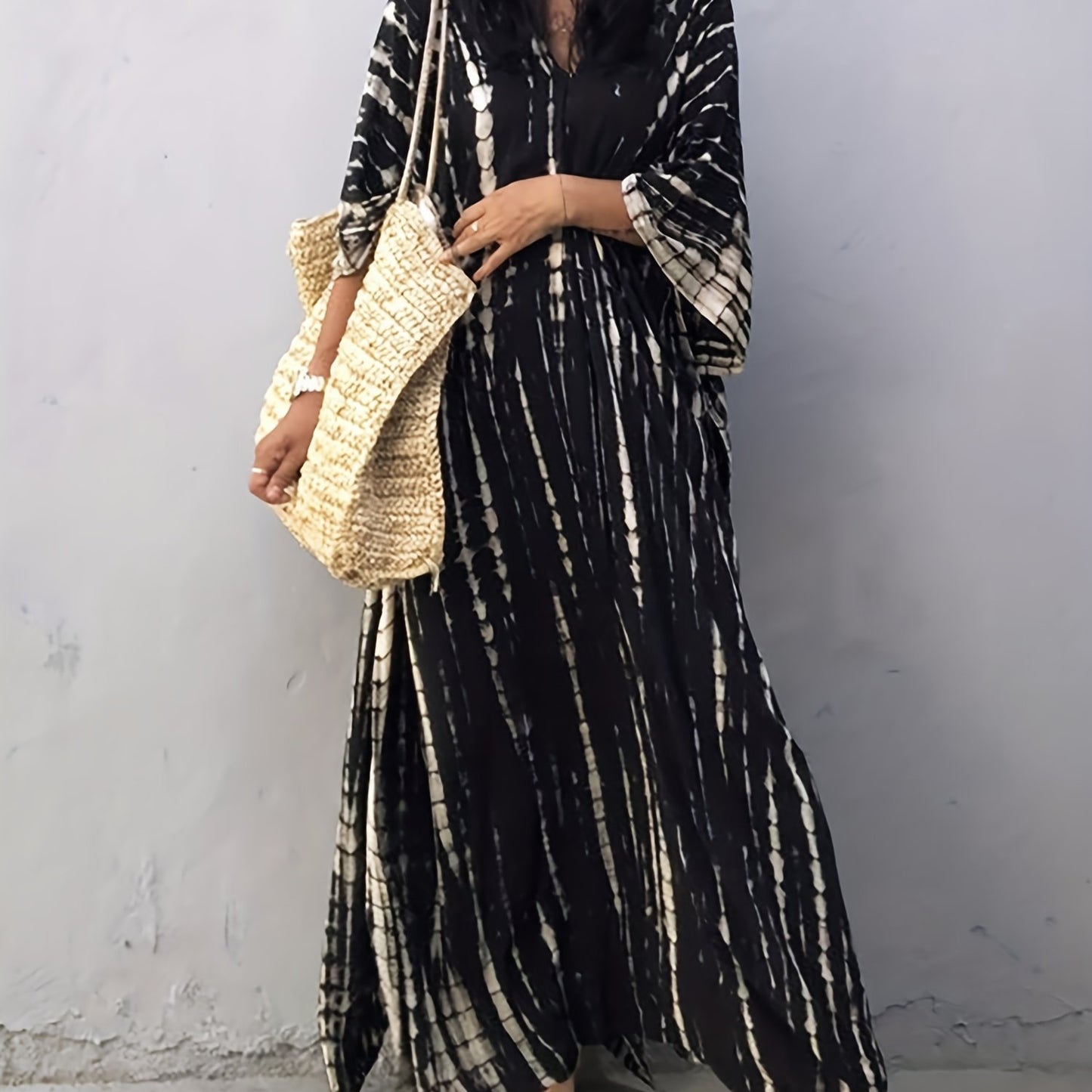 Plus Size Women's Beach Cover-Up Dress Kaftan, Large Summer Casual Beachwear