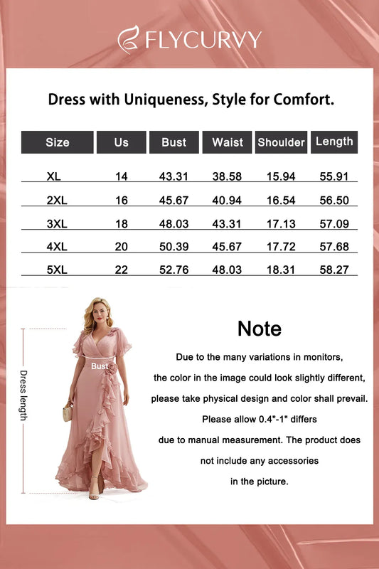 Elegant Blush Pink Chiffon Maxi Dress for Women with V Neck Flutter Sleeve Ruffle High Low Wedding Guest Style