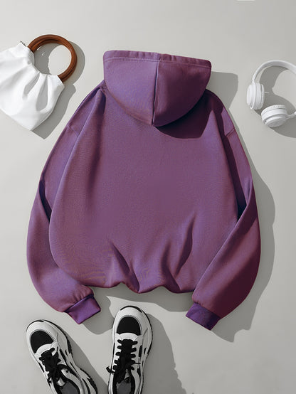 Comfortable White Hoodie for Women with Drawstring Hood Long Sleeve Kangaroo Pocket Oversized Style