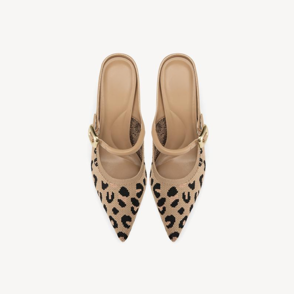 Elegant Mules Heels for Women with Pointed Toe Buckle Strap Kitten Heel Slip On Style