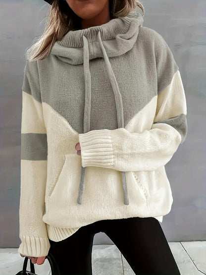 New Trendy Women'S Clothing Featuring Stylish And Elegant Designs, Including a Casual Patchwork Hoodie with Drawstring Pockets And a Color-Blocking Style for Warmth