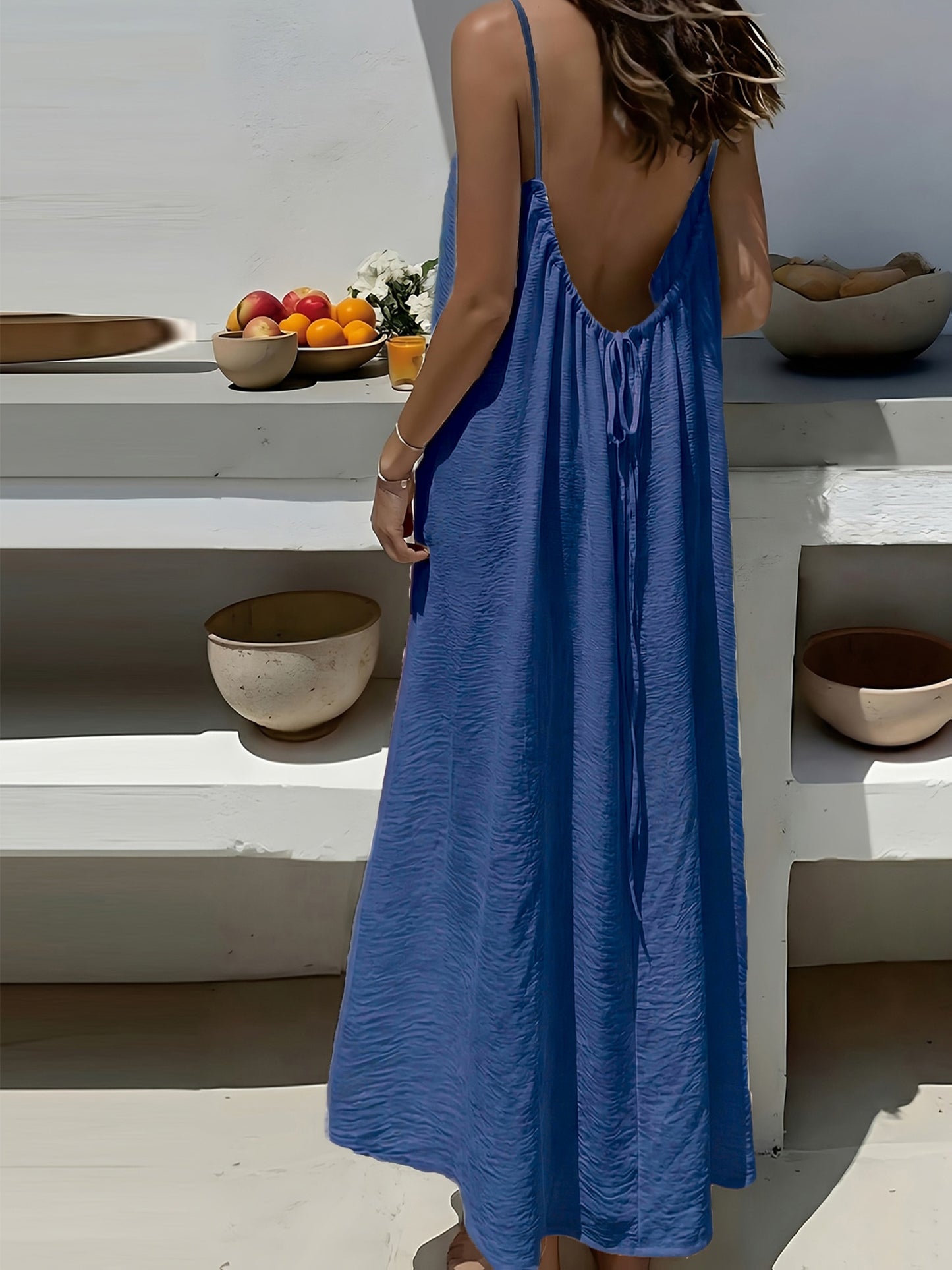 New camisole backless loose vacation style long home skirt dress for women