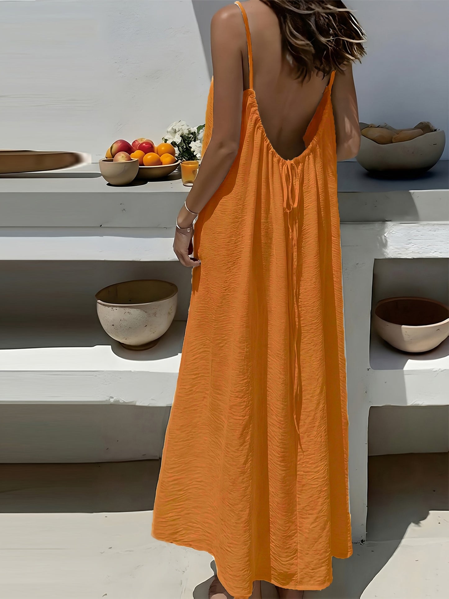 New camisole backless loose vacation style long home skirt dress for women