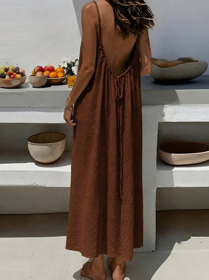 New camisole backless loose vacation style long home skirt dress for women