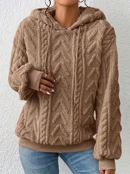 2025 Autumn And Winter Women'S New Fleece-Lined Comfortable Casual Solid Color Hoodie
