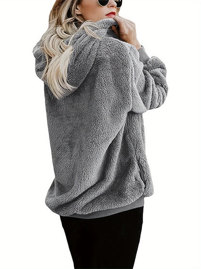 Women'S Fleece Pullover Hoodie with Pockets Fuzzy Sweater Vika Direct