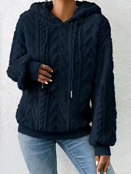 2025 Autumn And Winter Women'S New Fleece-Lined Comfortable Casual Solid Color Hoodie