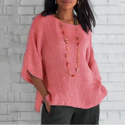 Harper | Women's Relaxed-Fit V-Neck 3/4 Sleeve Linen Tunic