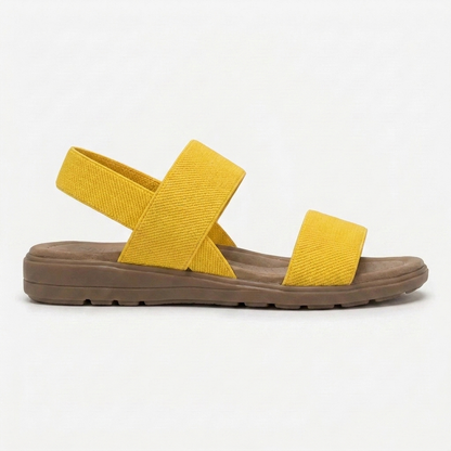 Comfortable Flat Sandals for Women with Two Strap Ankle Buckle Open Toe Cushioned Style