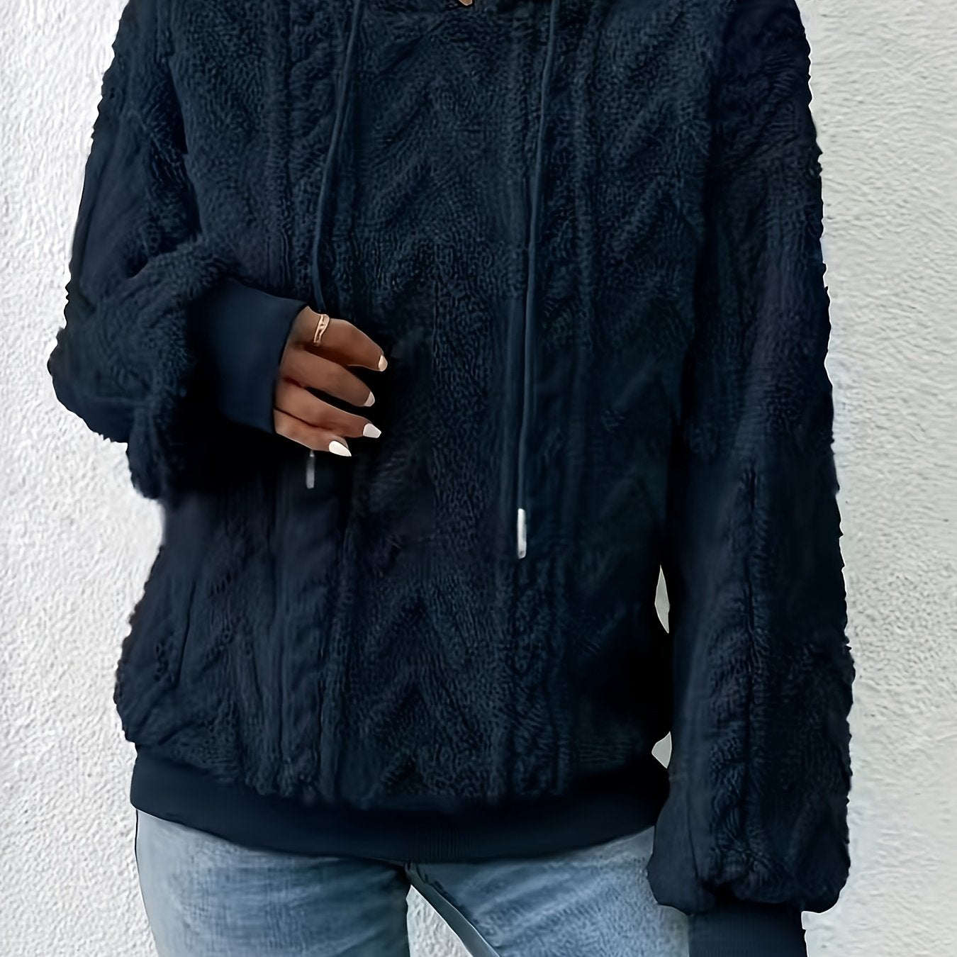 2025 Autumn And Winter Women'S New Fleece-Lined Comfortable Casual Solid Color Hoodie