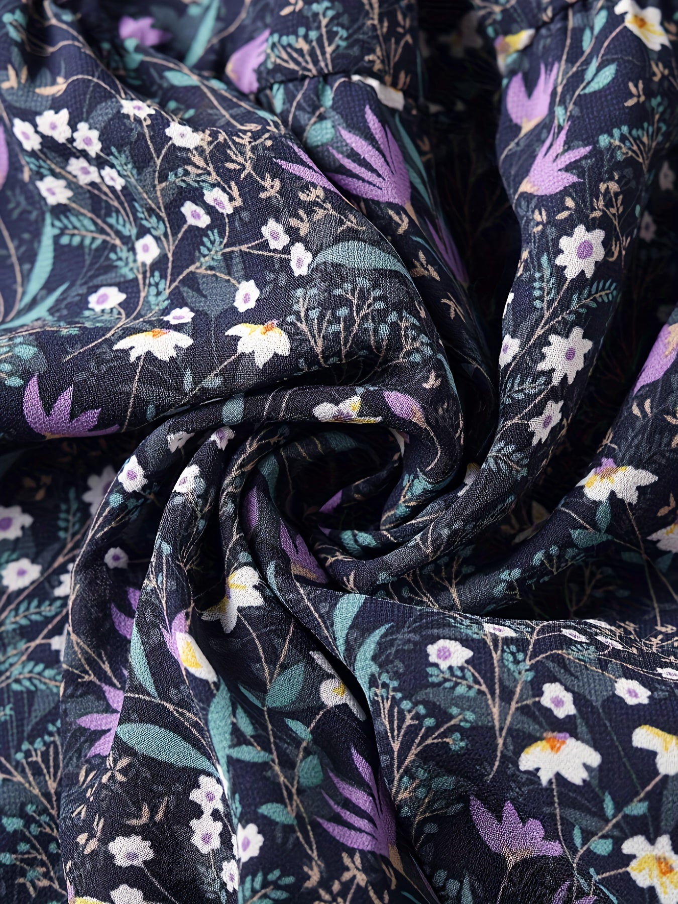 [Floral Chiffon Midi Skirt] Elegant High-Waisted Floral Chiffon Midi Skirt - Loose And A-Line Chiffon Skirt