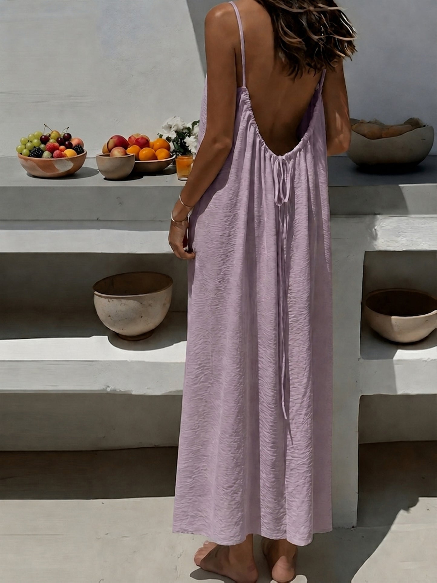 New camisole backless loose vacation style long home skirt dress for women
