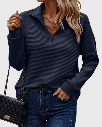 Colette | Women's Quarter-Zip Ribbed Long Sleeve Sweater