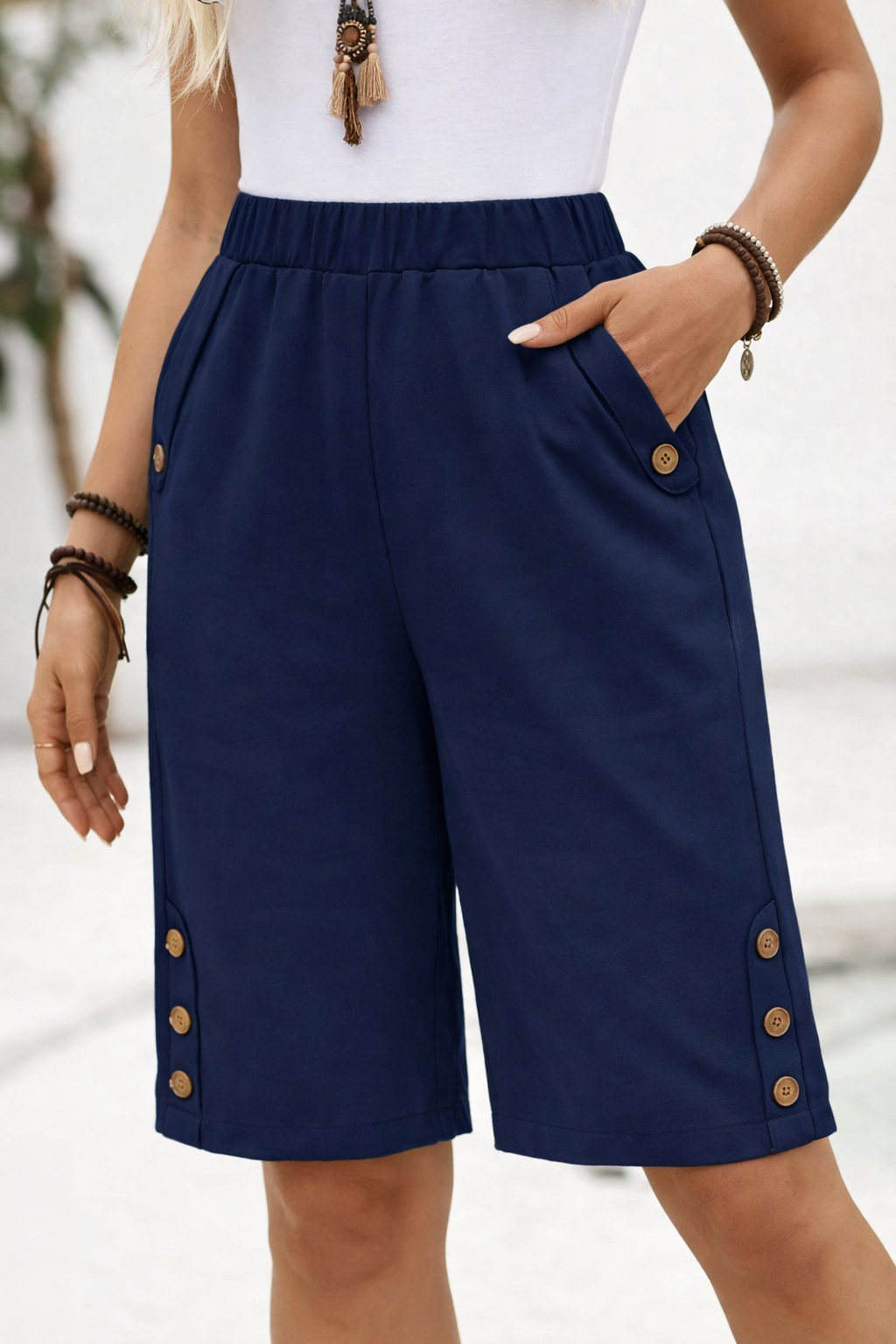 Damen Bermudas Mit Taschen | Knielang