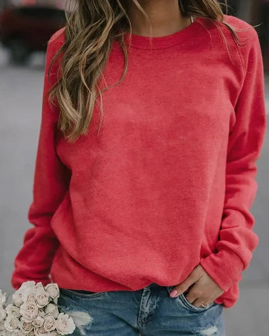 Comfortable Crewneck Sweatshirt for Women with Round Neck Long Sleeve Relaxed Oversized Casual Style