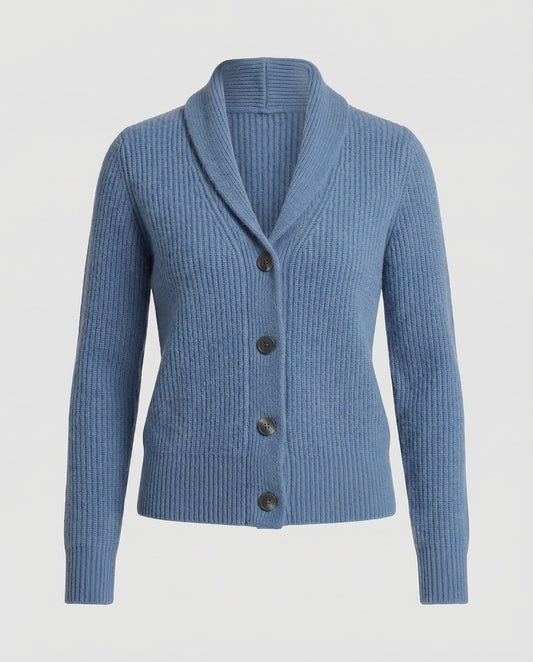 Comfortable Ribbed Cardigan Sweater for Women with Shawl Collar Long Sleeve Button Front Oversized Knit Style