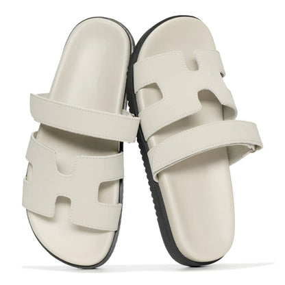 Comfortable Slide Sandals for Women with Cut Out Wide Strap Cushioned Footbed Open Toe Style