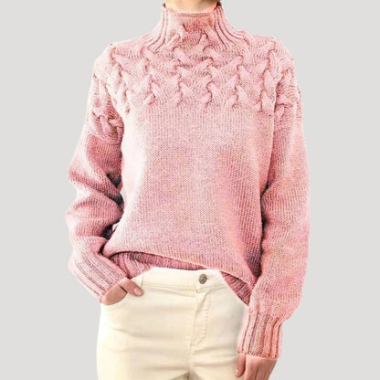 Marlowe | Women's Cable Knit Turtleneck Long Sleeve Sweater