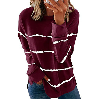 Noelle | Women's Painted Stripe Crew Neck Long Sleeve Sweater