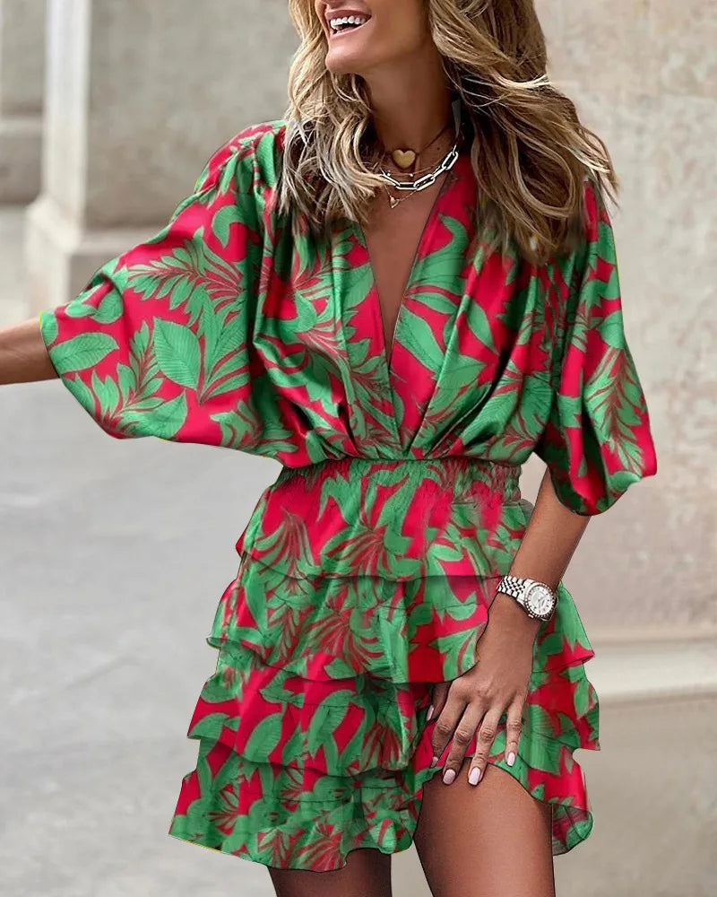 Women's Boho Mini Dress | Ruffled