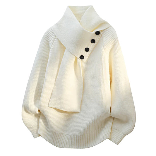 Comfortable Ribbed Knit Sweater for Women with Asymmetric Collar Batwing Sleeve Oversized Relaxed Style