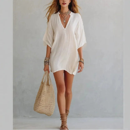 Bea V Neck Tunic Mini Dress