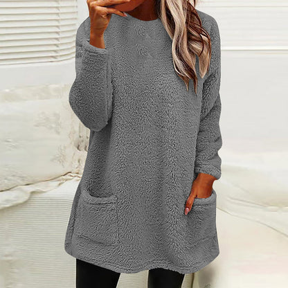 Sabine | Women's Fleece Pocket Long Sleeve Tunic Sweater