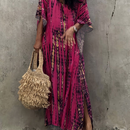 Plus Size Women's Beach Cover-Up Dress Kaftan, Large Summer Casual Beachwear