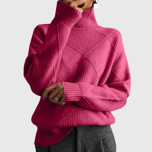 Comfortable Turtleneck Sweater for Women with Long Sleeve Relaxed Oversized Knit Style