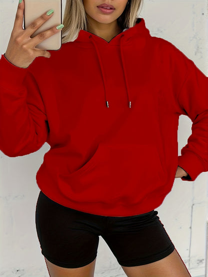 Comfortable White Hoodie for Women with Drawstring Hood Long Sleeve Kangaroo Pocket Oversized Style
