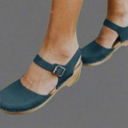 Britta | Women's Platform Clog Ankle Strap Closed Toe Heel