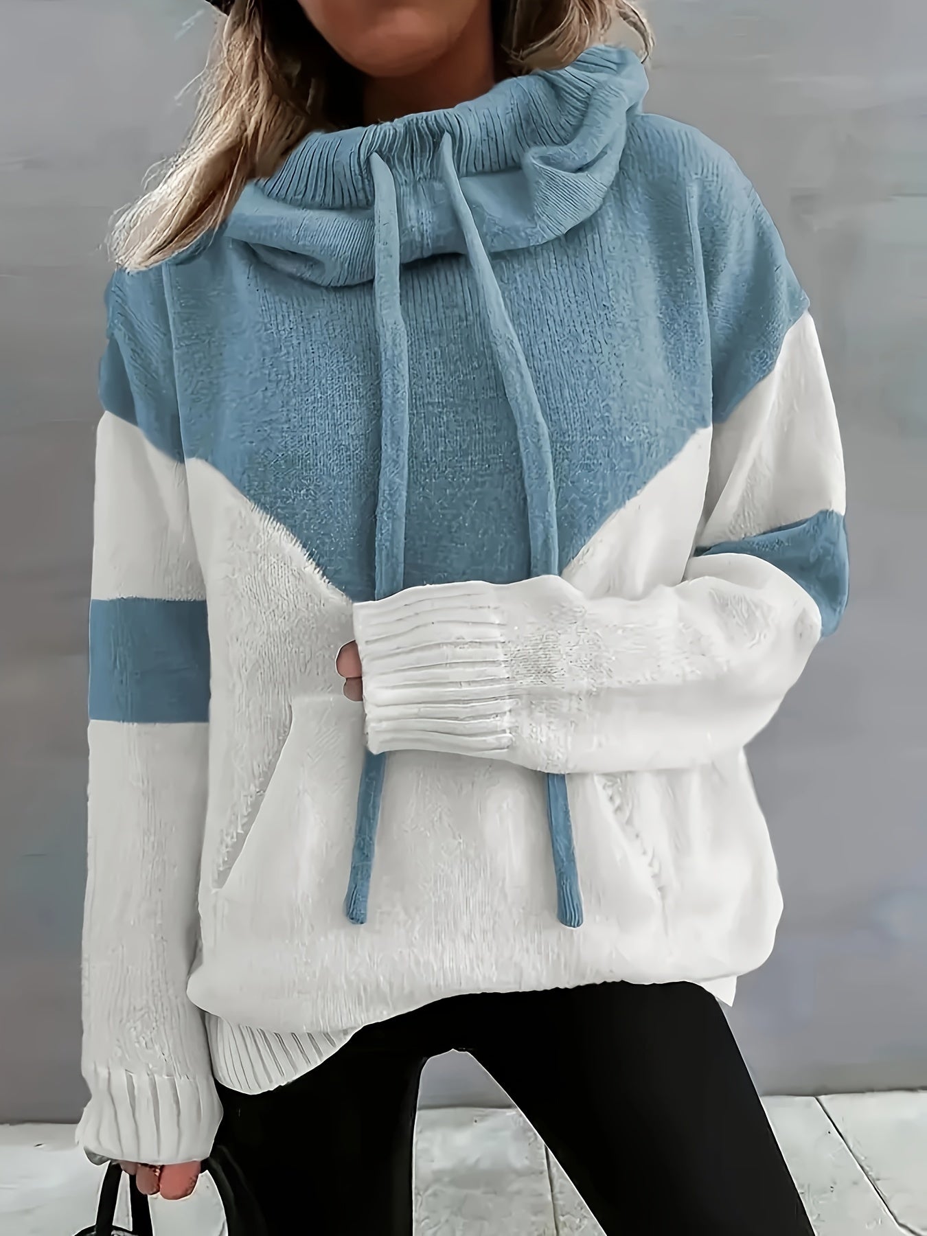 New Trendy Women'S Clothing Featuring Stylish And Elegant Designs, Including a Casual Patchwork Hoodie with Drawstring Pockets And a Color-Blocking Style for Warmth