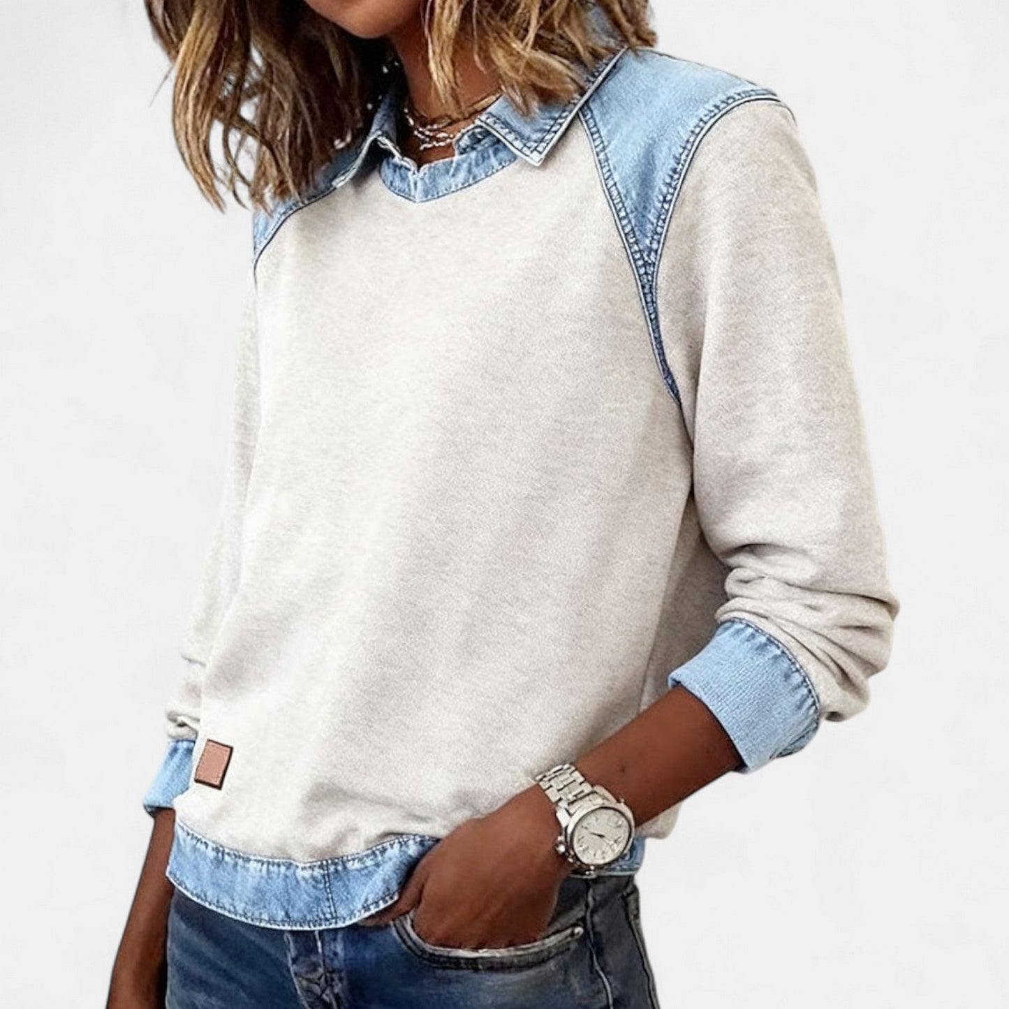 Women's Sweater | Layered Collar Detail