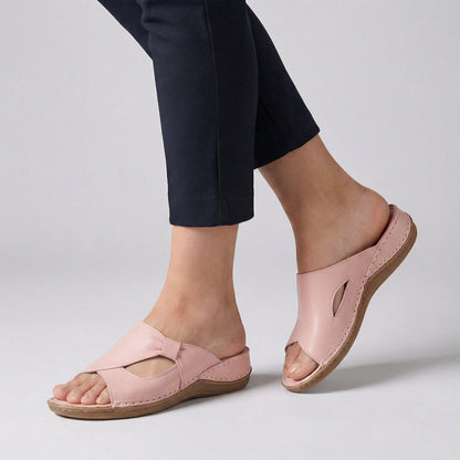 Dagna | Women's Slip-On Flat Mule Sandal with Cut-Out