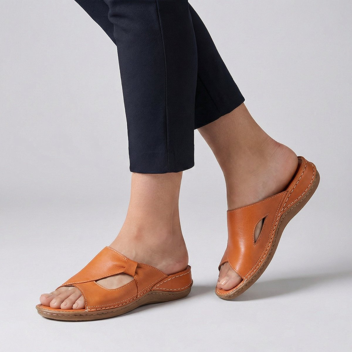 Dagna | Women's Slip-On Flat Mule Sandal with Cut-Out