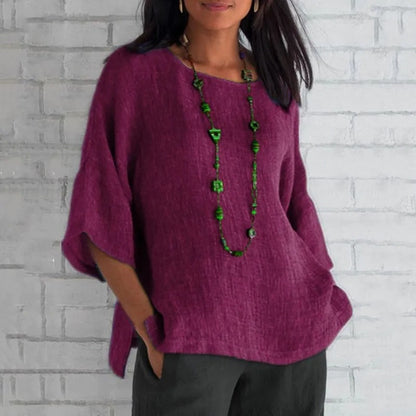 Harper | Women's Relaxed-Fit V-Neck 3/4 Sleeve Linen Tunic