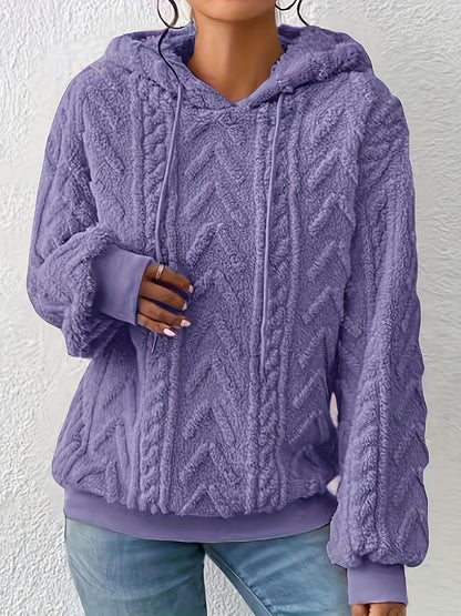 2025 Autumn And Winter Women'S New Fleece-Lined Comfortable Casual Solid Color Hoodie