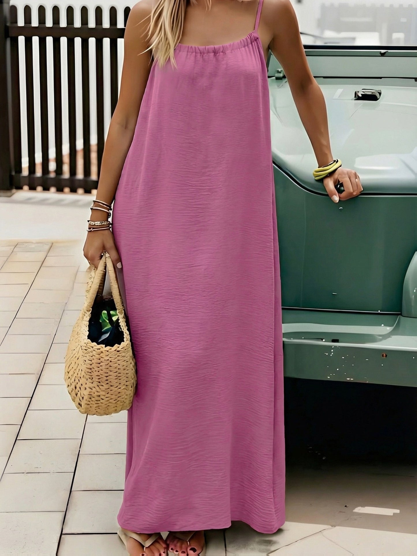New camisole backless loose vacation style long home skirt dress for women